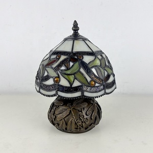 LongHuiJing Tiffany 8 Inch Colored Glass Table Lamp Country Style Reading Table Lamp Suitable for Bedroom Living Room Study - Product Image 5