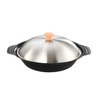 Poêle antiadhésive avec couvercle, cuiseur à fruits de mer domestique, compatible avec les cuisinières à gaz et les plaques électriques