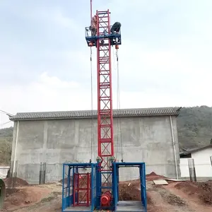 2 Cages Building Engineering Material Elevator Construct Lift Hoist Material Lifting Machine For Construction Work 1 2 Ton