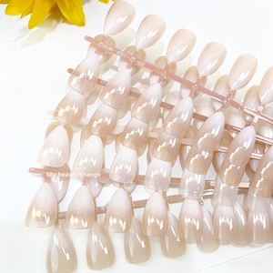 Juego de 24 Uñas Postizas Cortas Francesas <span class=keywords><strong>en</strong></span> Forma de Gota de Agua/Almendra para <span class=keywords><strong>Manicura</strong></span>, Venta al por Mayor <span class=keywords><strong>en</strong></span> Blanco y Rosa Nude - Product Image 5
