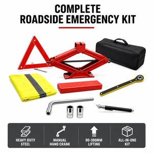 Anliqing Kit de Emergencia para Coche, Gato Hidráulico Portátil de Acero de 2 Toneladas, Elevación de 90-380mm, Triángulo de Seguridad, Chaleco de <span class=keywords><strong>Alta</strong></span> Visibilidad, Llave de Ruedas, Manómetro - Product Image 2