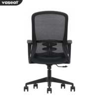 Chaise de bureau pivotante contemporaine en nylon de haute qualité, robuste, noire, avec support lombaire ergonomique et accoudoirs réglables pour le personnel de travail