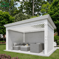 Pavillon de jardin électrique à structure en aluminium, auvent motorisé, abri solaire, structure imperméable, système d'éclairage intelligent, moderne