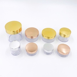 Pot de luxe transparent vide pour poudre libre, paillettes et poudre à ongles, en plastique, avec couvercle or rose, disponible en 3g, 5g, 10g, 15g, 30g, 50g, 60g - Product Image 1