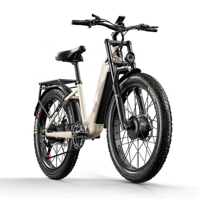 New 26-inch Durable Wide-tire Electric Bike with 2000W Dual-drive Brushless Motor 48V Lithium Battery Fast Off-road Design