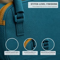 Sac fourre-tout de voyage en nylon recyclé lavé, sac à bandoulière mini-bowler personnalisé, structuré, léger, pour trousse de toilette et voyages d'affaires, OEM ODM