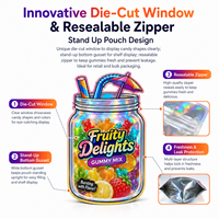 FDA GRS goedgekeurde, op maat bedrukte, geurbestendige, kinderveilige, food grade, gestanste mylar zakken, staande pouch