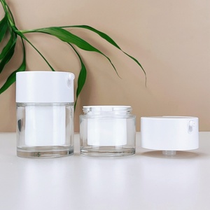 Glass Cylindrical Airless Bottle Pp <b>Empty</b> 30 Ml 50 Cosmetic Face Cream Skincare Foundation Sunscreen Frosted Vacuum Pump <b>Jars</b> - Product Image 1