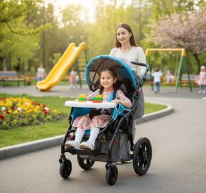 Poussette manuelle inclinable pour enfants et adultes à besoins spéciaux, fauteuil roulant pédiatrique pour enfants atteints de paralysie cérébrale - Product Image 3