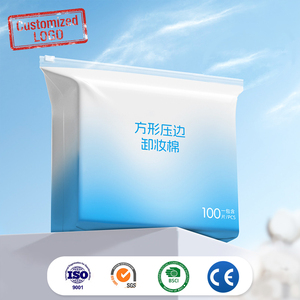 Tampons démaquillants 100% <span class=keywords><strong>coton</strong></span> naturel écologiques avec logo ou motif personnalisé sur la surface, marque personnalisée, 1 couche - Product Image 1