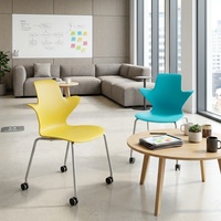 Chaise de conférence contemporaine en acier moderne avec roulettes empilables pour usage commercial dans les bureaux et les écoles