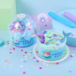 Cross-border Explosions 200ml Ice Cream Mermaid Yellow Oild <b>Slime</b> Set Children's Educational Decompression <b>Toy</b> DIY Set - Product Image 2
