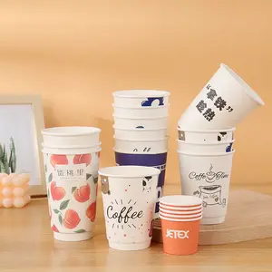 Copo de papel descartável personalizado de dupla camada para café com isolamento térmico e copo de papel espesso anti-escaldante