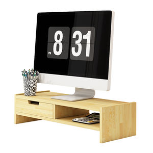 Bureau en bois massif à faire soi-même, support de moniteur à 2 niveaux avec étagères de rangement <span class=keywords><strong>pour</strong></span> ordinateur, iMac, <span class=keywords><strong>imprimante</strong></span>, ordinateur <span class=keywords><strong>portable</strong></span> - Product Image 6