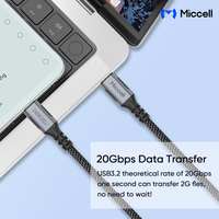 Câble de charge rapide Miccell PD 240W 5A Type-C avec alliage d'aluminium et matériau en nylon pour ordinateur
