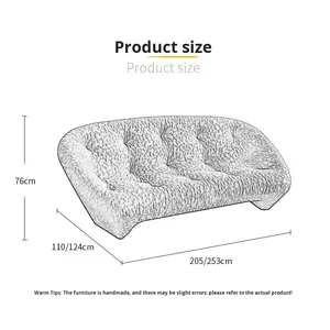 <span class=keywords><strong>Canapé</strong></span> trois <span class=keywords><strong>places</strong></span> en forme de coquille, design incurvé en tissu, style minimaliste italien, <span class=keywords><strong>canapé</strong></span> moderne pour salon, aspect haut de gamme, haute densité - Product Image 4