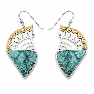 Orecchini Pendenti Geometrici a Triangolo per Donne, Stile Vintage Bicolore, Accessori per Orecchie da Indossare Quotidianamente - Product Image 1