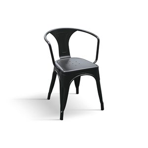 <b>Metal</b> Chair With Backrest Set Of 4 Black Indoor Outdoor Use - Product Image 1