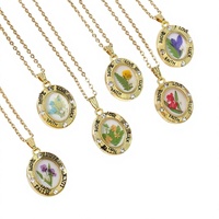 Kalung Bunga Asli Berlapis Emas Alloy Lapis Emas Asli Bentuk Oval Liontin Bunga Awet Video Hari Valentine Ukiran Pribadi