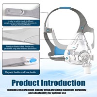 Support de fixation pour masque CPAP intégral F20, avec clips inclus, en nylon élastique gris/bleu, taille moyenne