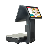 Sistema de Punto de Venta Todo en Uno con Pantalla Táctil Doble, Báscula Eléctrica, Caja Registradora, Compatible con Windows/Android, Capacidad de 15-30 kg