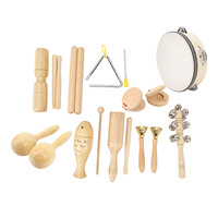 10 PCS Set Musical Percussion Instruments Wooden Stainless Steel Toddler Musical Instruments