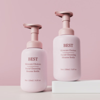 Botol Pompa Busa Bulat Custom 120ml 150ml Kemasan Kosmetik Matte Botol Plastik PET Kosong Dispenser Pompa Busa Sabun Pembersih