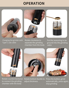 Ensemble de moulins à sel et à poivre électriques professionnels (2 pièces), fonctionnement automatique à une main, lumière LED, plastique, cadeau pour la maison et la cuisine - Product Image 3