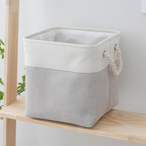 Panier de rangement en rotin pliable en coton tressé avec poignées pour chambre à coucher salle de bain - Product Image 6