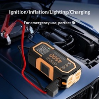 Dispositivo Todo en Uno de Arranque de Emergencia para Automóvil, Bomba de Aire Integrada, Arrancador de Batería, Manómetro de Presión de Neumáticos Iluminado, USB