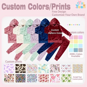 Conjunto de Sudadera con Capucha de Terciopelo para Niñas, Diseño Personalizado, Sudadera de Manga Larga de Terciopelo Suave de Lujo, Ropa Deportiva para Niños, Uso Diario en Casa - Product Image 3