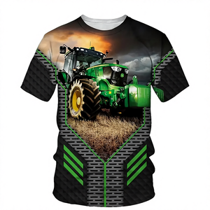 T-shirt décontracté pour homme à sublimation, imprimé dessin animé camion tracteur, hauts de luxe de créateur à manches courtes, tee-shirt confortable populaire en gros - Product Image 4