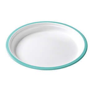 จานเมลามีนทรงกลมสีขาวขอบแดงและสีเขียวอมฟ้าสำหรับร้านอาหาร - Product Image 5