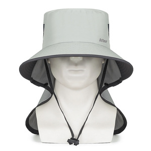 Wide Brim Sun Hat Bucket Hat With <b>Neck</b> Flap Breathable Mesh Outdoor Hiking Fishing Hat For Men Women <b>Light</b> Gray - Product Image 3