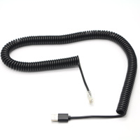 Cable de Carga Telefónico en Espiral de Cobre Puro OEM de Alta Flexibilidad USB-A Macho a RJ11 6P6C 6P4C, Plug and Play para Sistema de Alarma