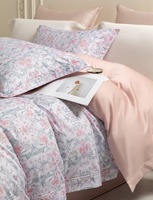 Parures de lit 4 pièces les plus vendues, douces, respirantes et respectueuses de la peau, avec motifs floraux 3D élégants, housses de couette en gros