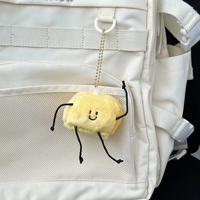 Porte-clés en peluche amusant en forme de beurre de dessin animé, pendentif de sac en peluche doux et moelleux avec visages souriants et membres flexibles, idéal pour ornement et cadeau quotidien