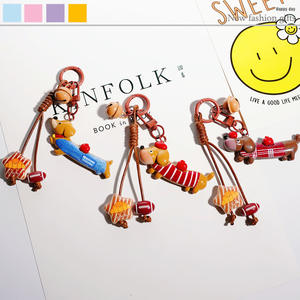 Lindo Llavero de Peluche de Perro <span class=keywords><strong>Salchicha</strong></span> Miniatura de Dibujos Animados, Colgante para Bolsa, Mochila, Regalo para Parejas, Adolescentes, Chicas, Estudiantes - Product Image 1