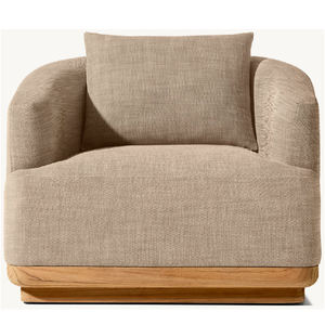 Nuevo Sillón de Tela con Madera de Teca, Juego de Muebles de Patio para Exteriores, Sofá de Jardín Moderno - Product Image 4