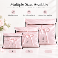 Sac de rangement personnalisé en satin avec nœud en ruban et passepoil contrastant, pochette organisatrice pour tiroir, pour vêtements, voyage, emballage cadeau, vente en gros