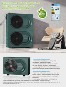 JIADELE R290 <span class=keywords><strong>Monobloc</strong></span> EVI DC Inverter Pompe à chaleur air/eau Climat froid Chauffe-eau domestique tout-en-un pour salle de bain - Product Image 2
