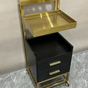 Chariot de barbier moderne de haute qualité en métal plaqué or à plusieurs tiroirs, taille personnalisée - Product Image 2
