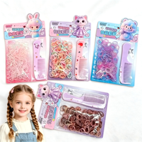 Kit de coiffure en gros pour filles, peignes en plastique pour enfants, élastiques à cheveux réutilisables multicolores pour fêtes