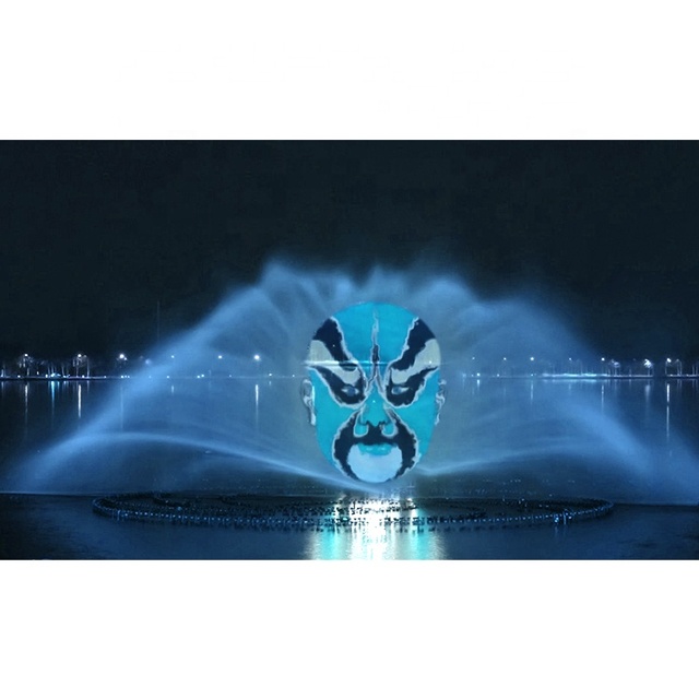 Outdoor Scenic Modern Craft Water Screen Fountain 3D Multicolored Holographic Movie Dynamic Projection Performance System
