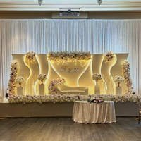 Arche de toile de fond ZKAI élégante en acrylique blanc PVC, forme vague 3D, panneau de toile de fond de mariage extérieur avec éclairage LED