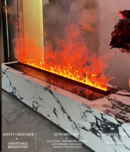 Cheminée électrique atomisante 3D moderne avec application et flamme LED, cheminée à vapeur d'eau en acier sans chaleur, sûre pour la décoration intérieure d'hôtels - Product Image 3
