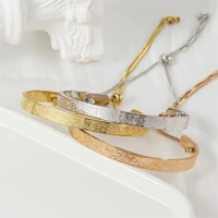 Bracelet de mode en acier inoxydable plaqué or, à motif islamique arabe simple face, pour femmes, vente en gros