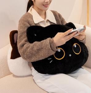Cuscino a Forma di Gatto <span class=keywords><strong>Super</strong></span> Morbido, Bianco e Nero con Grandi Occhi, Giocattolo Imbottito in Cotone PP, Decorazione - Product Image 6