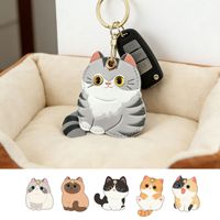Set Kartu Akses Cat Access Card Warna Cerah Lucu Tiga Bunga Oranye Kulit PU Ramah Lingkungan Gantungan Kunci Cocok untuk Pelacak Hadiah Kreatif