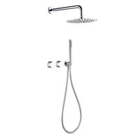Système de douche thermostatique de luxe en acier inoxydable brossé de 10 pouces, avec jet de pluie et massage doux, double poignée, ensemble de douche moderne